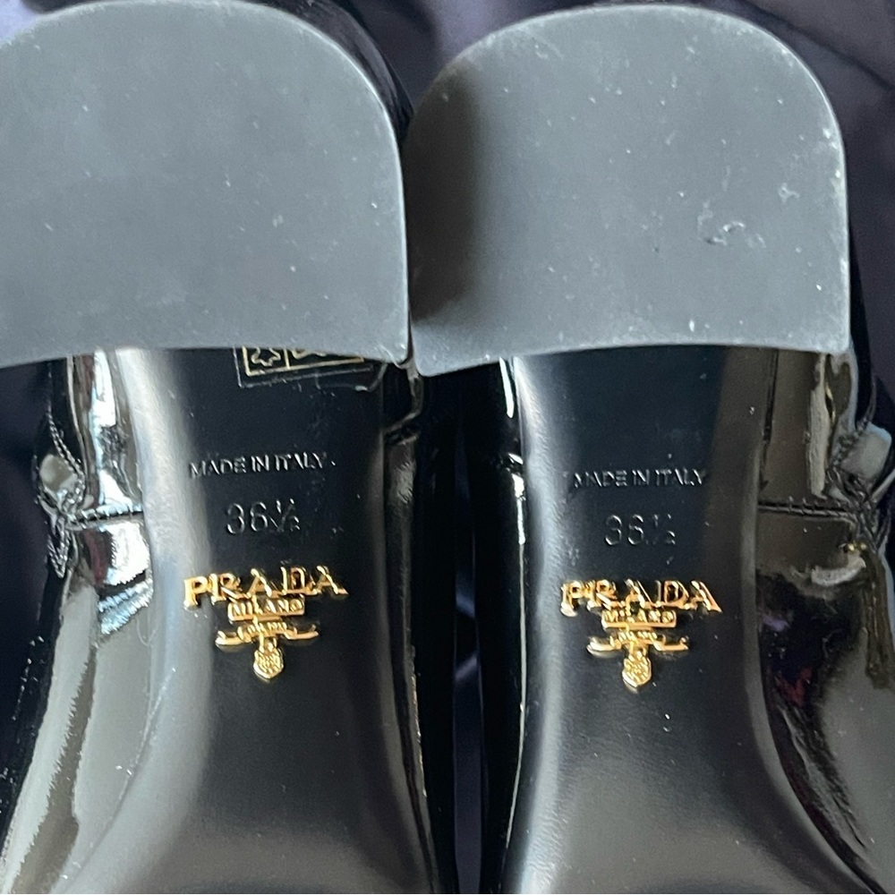 PRADA Square Toe Ankle Boots in Black Patent size 6.5 - Picture 12 of 13